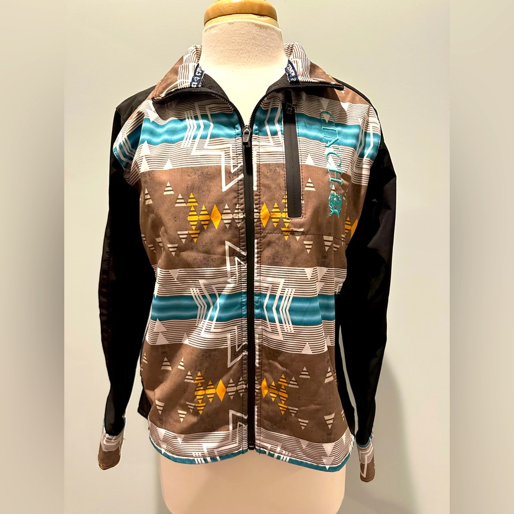 Cinch Unisex Western Aztec Print zip up logo jacket Size G See Measurements